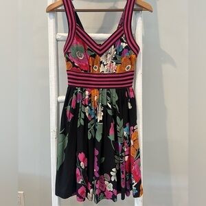 PLENTY by Tracy Reese silk floral striped detail midi sundress size 0